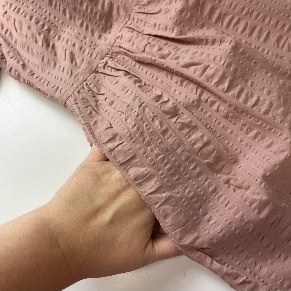 NEW Nordstrom Dress Womens Size Small Pink Puff Sleeve A-line Cotton Blend NWOT - Picture 6 of 14